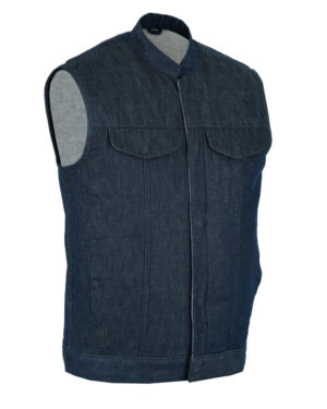 Men's Blue Denim Vest SOA  premium Motorcycle Soft